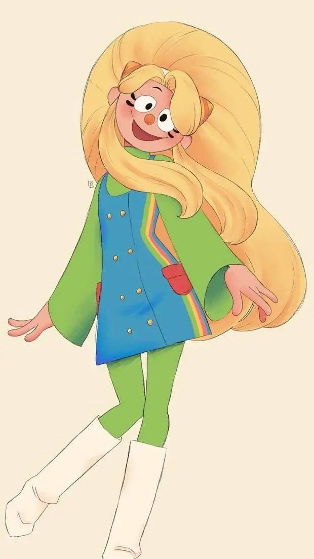 ai character: Julie joyful  background