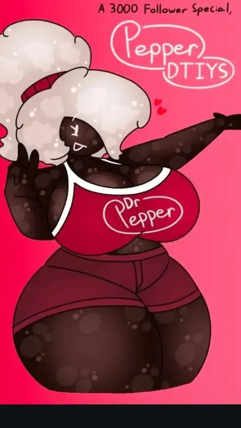 ai character: FEMALE DR PEPPER  background