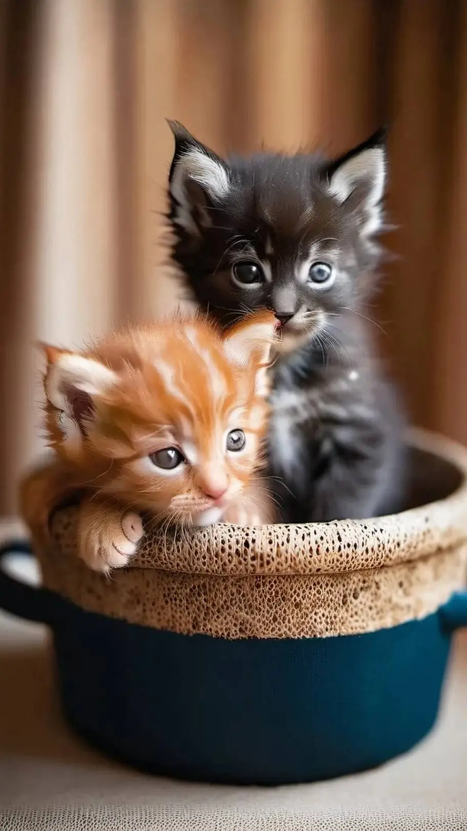 ai character: baby kittens🧡🖤 background