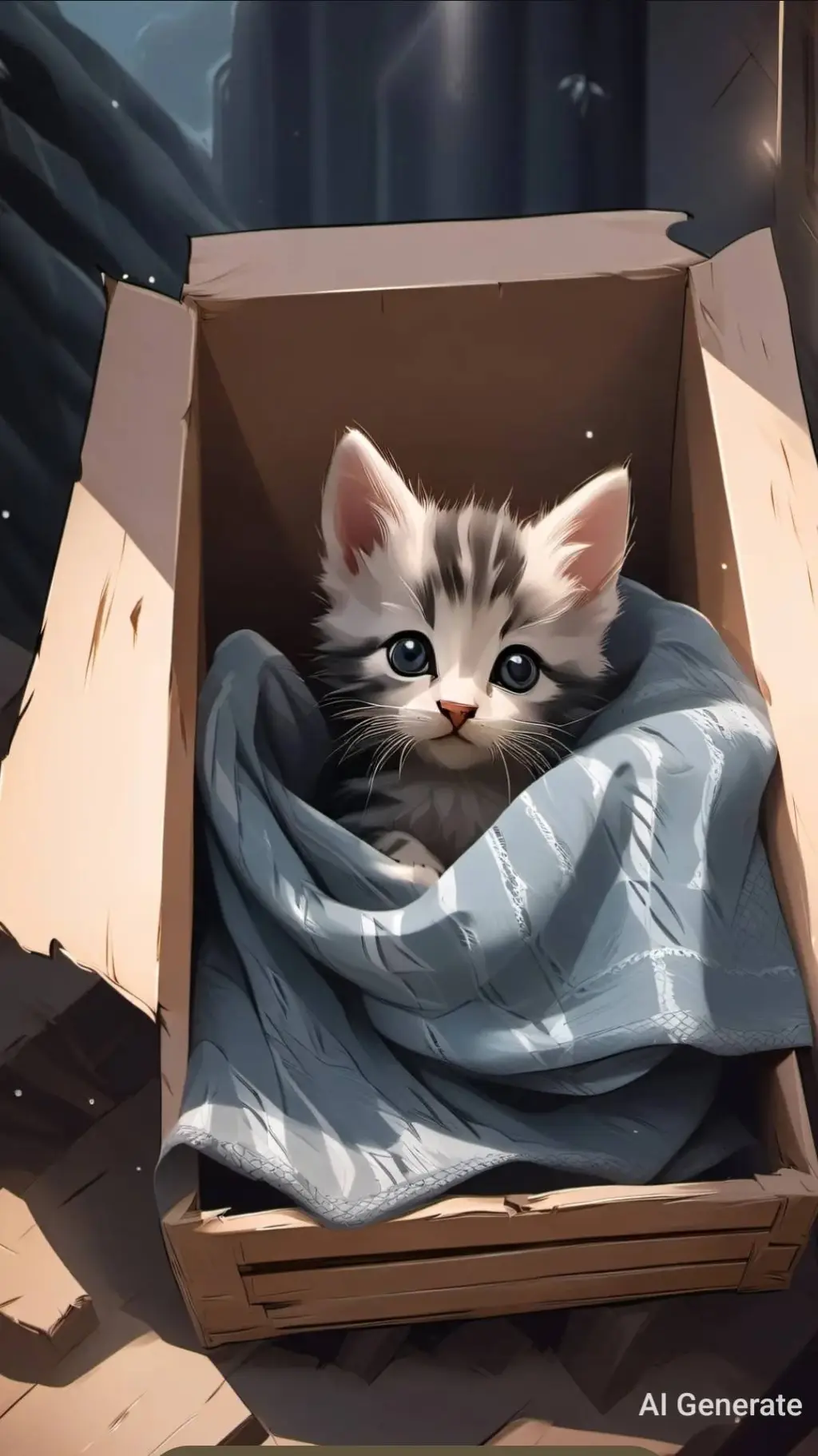 ai character: crying kitten background