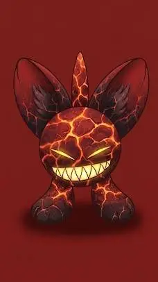 ai character: magma bapule 🍎🌋 background