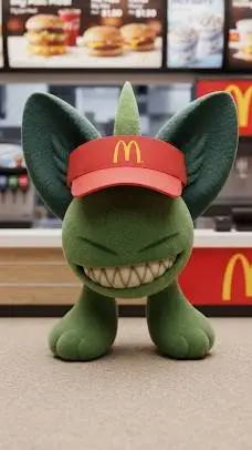 ai character: McDonald's bapule  background