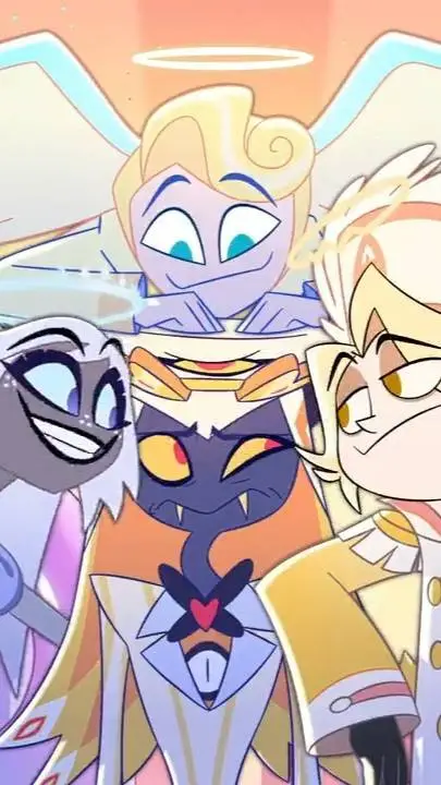 ai character: trío~angeles🤍💛💜🖤 background