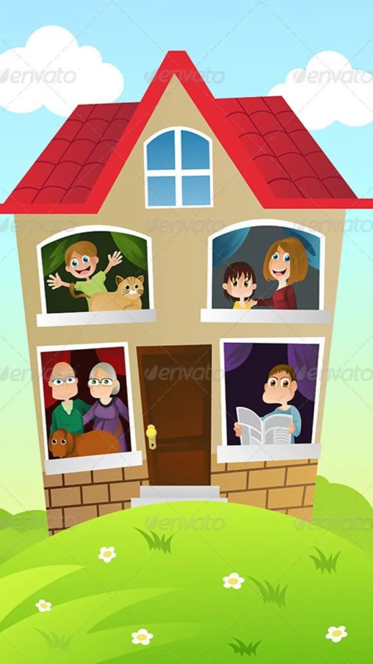 ai character: Family house background