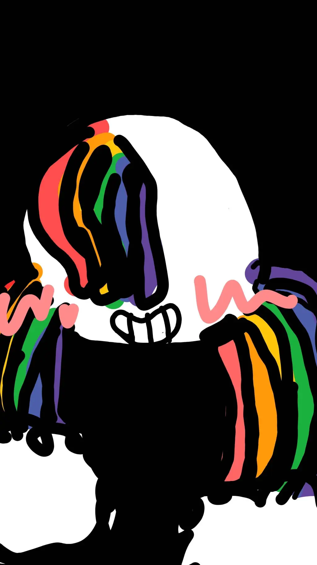 ai character: rainbowy background