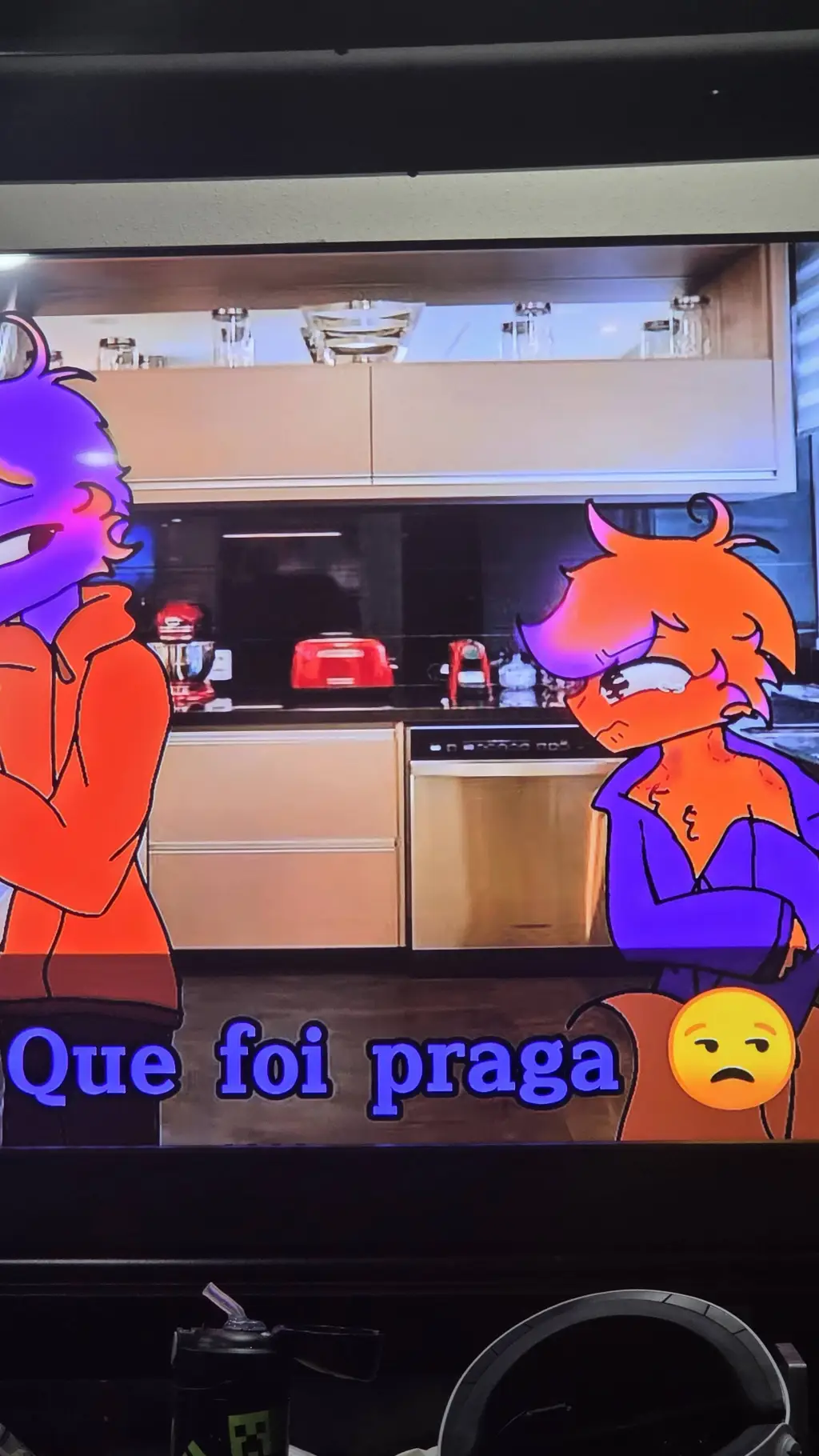 ai character: Orange and purple background