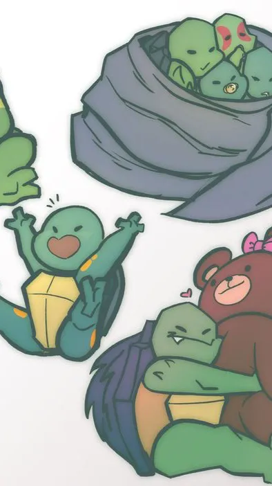 ai character: ROTTMNTTurtle tots background