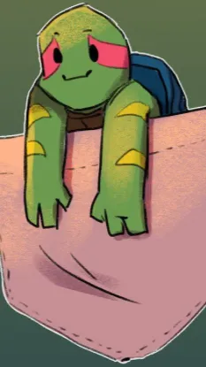 ai character: ROTTMNT TURTLE TOT background
