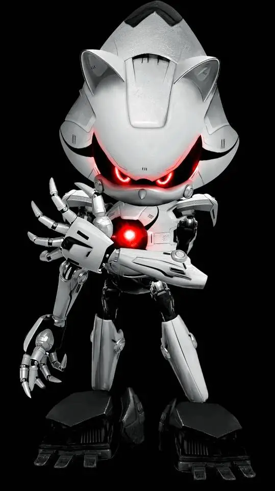 ai character: white metal sonic  background