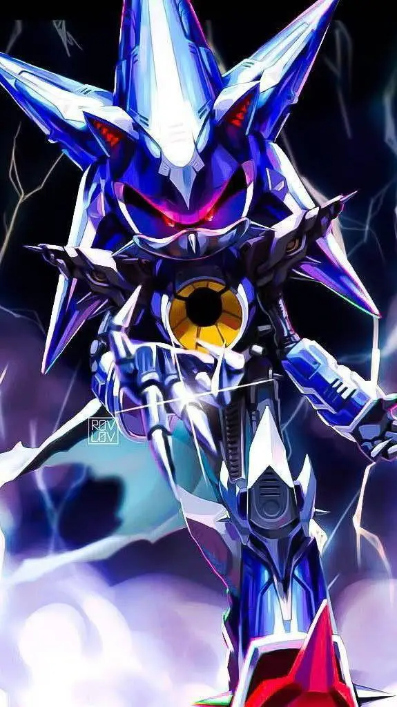 ai character: neo metal sonic  background