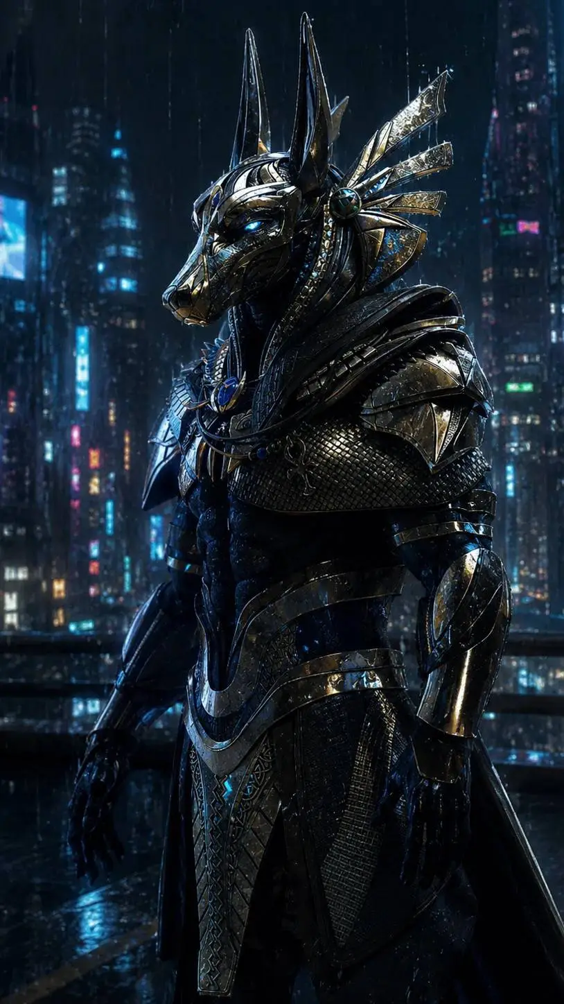 ai character: anubis  background