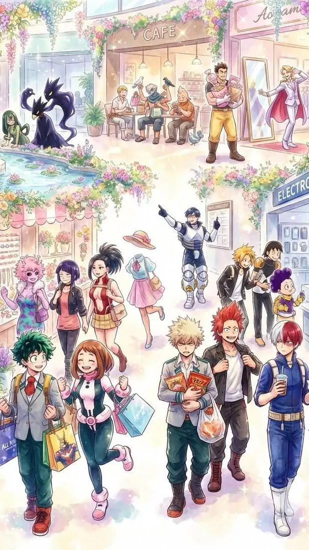 ai character: Mha Mall Trip background