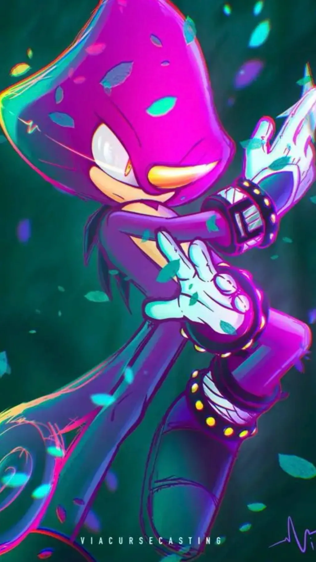 ai character: Espio T. Chameleon background