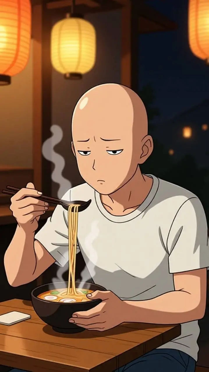 ai character: annoyed saitama  background