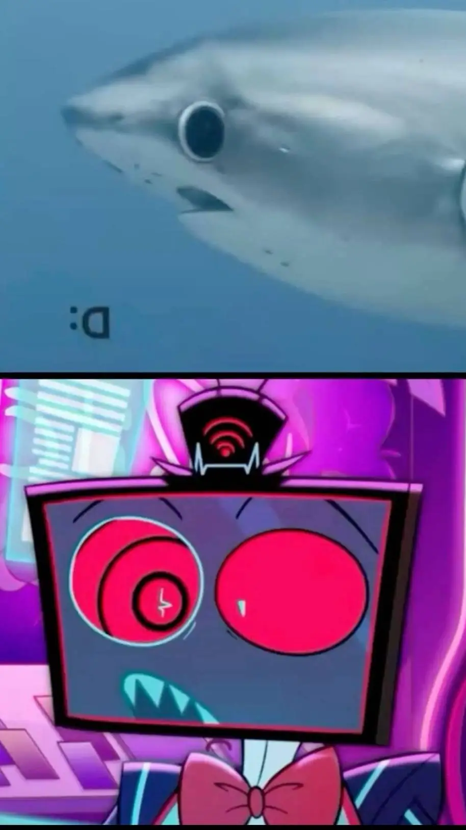 ai character: 💙Vox!🦈 background