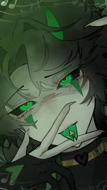 ai character: harlequyn 🃏💚🖤 background