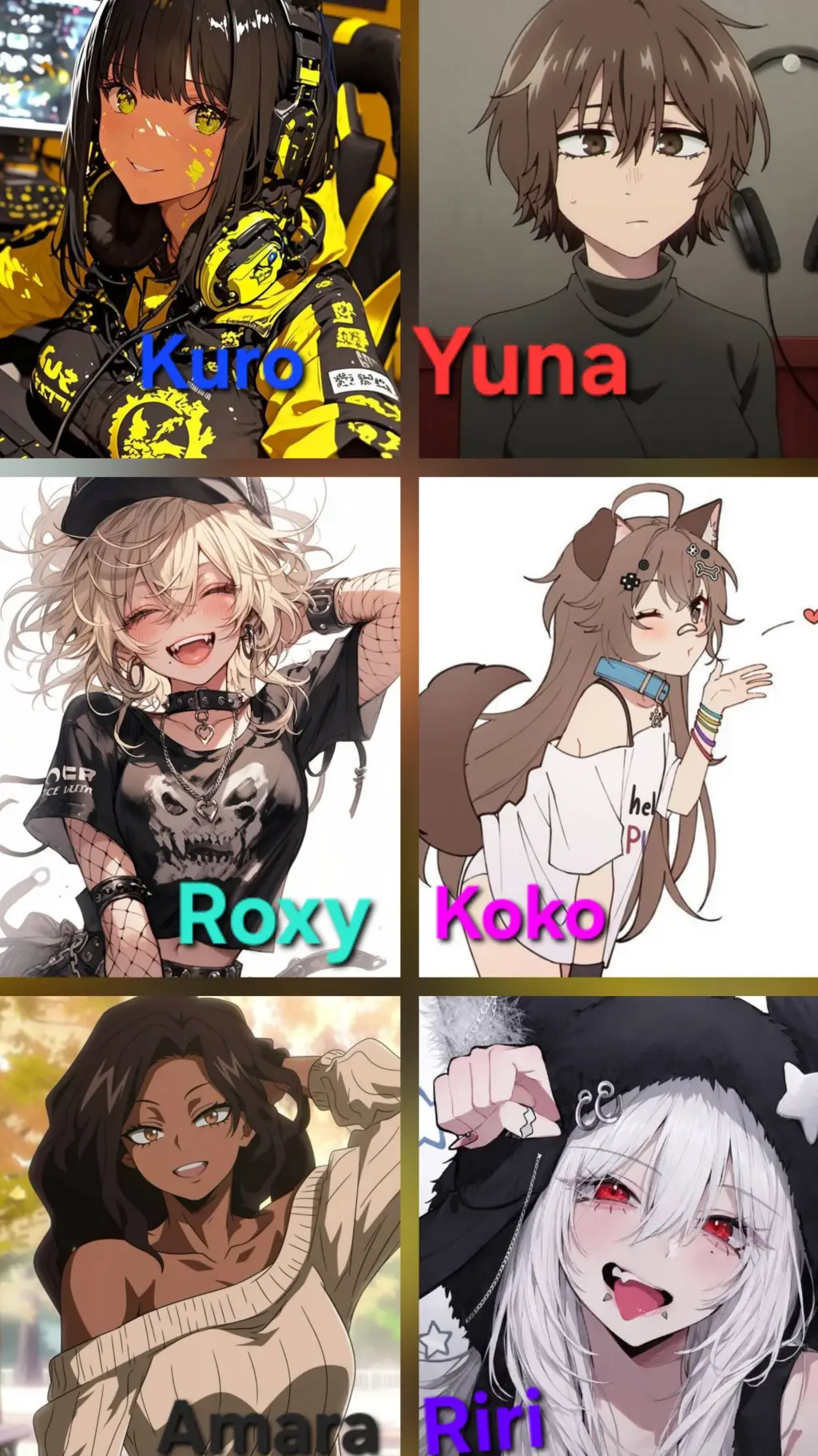 ai character: 6 girl family home background
