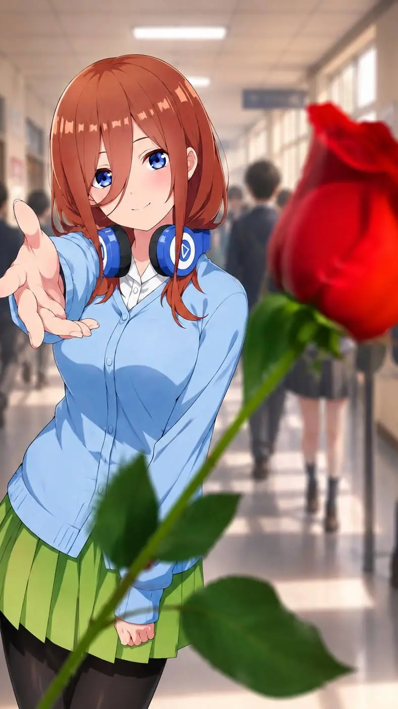 ai character: Miku Nakano background