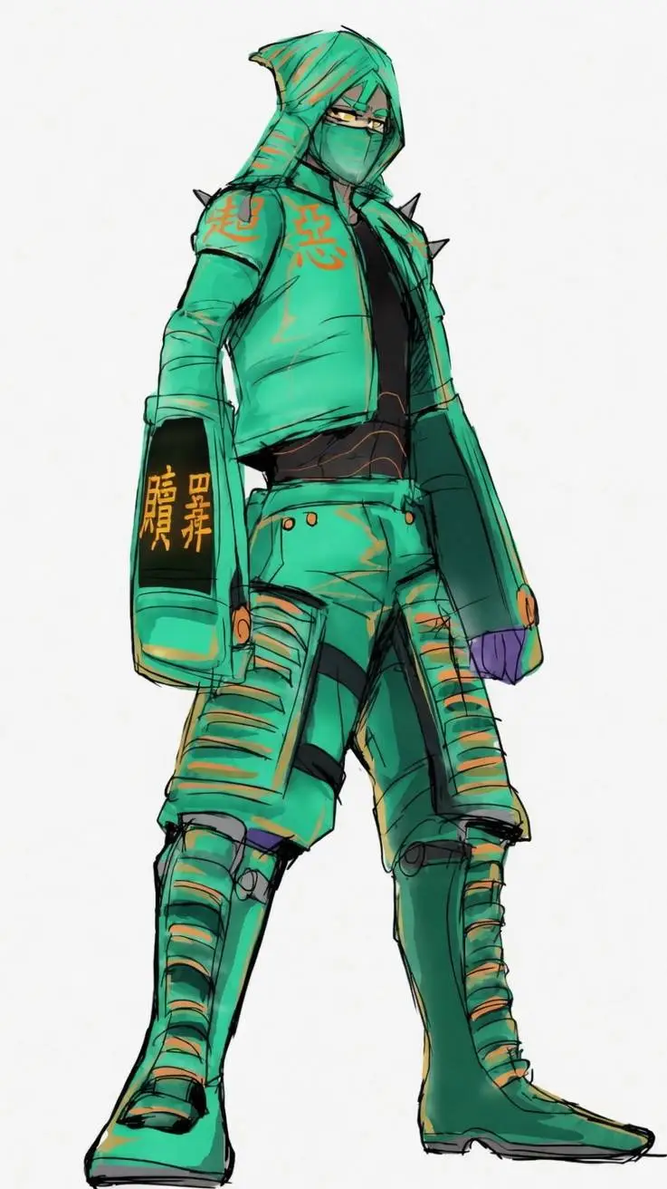 ai character: green noisy boy  background