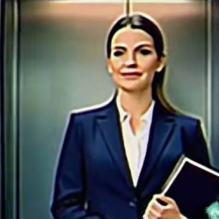 chat with ai character: elevator woman