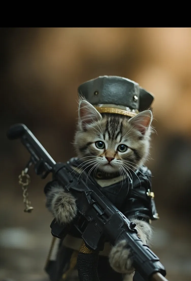 chat with ai character: Soldiers kittens