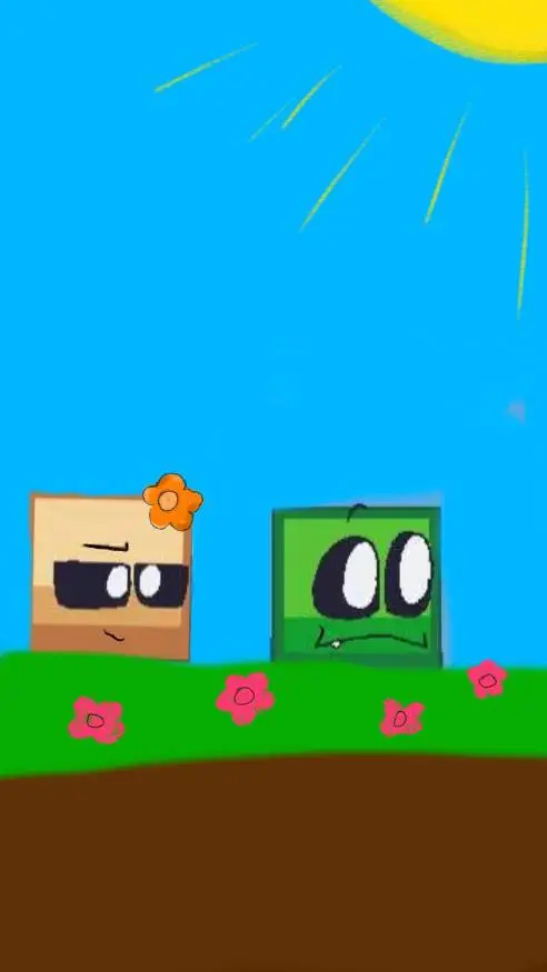 ai character: Green×brown-cube background