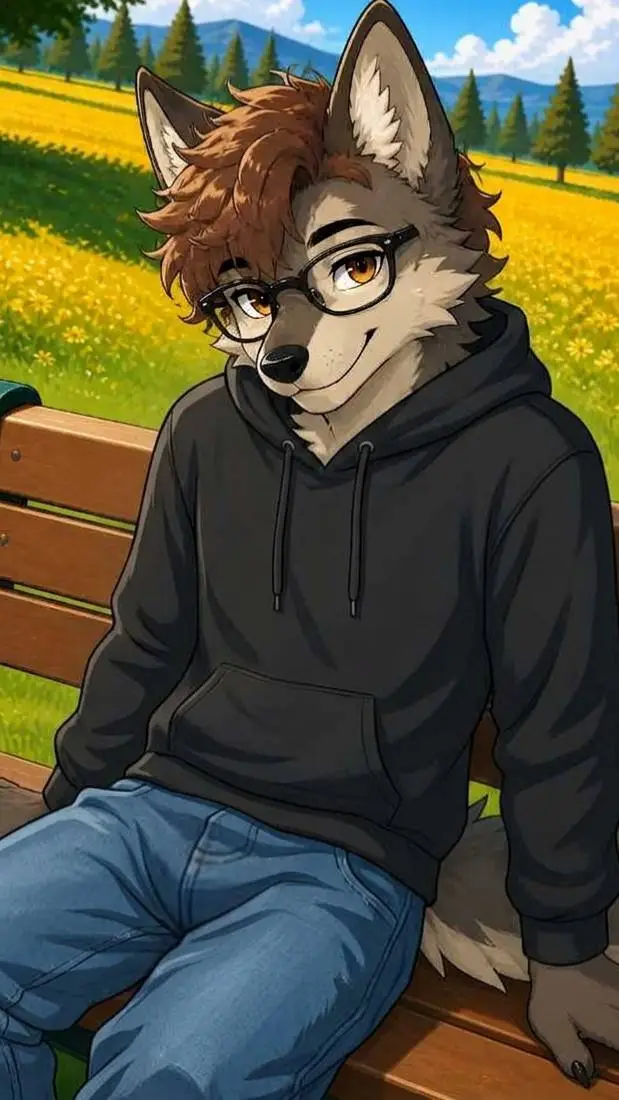 ai character: Ash (wolf)  background