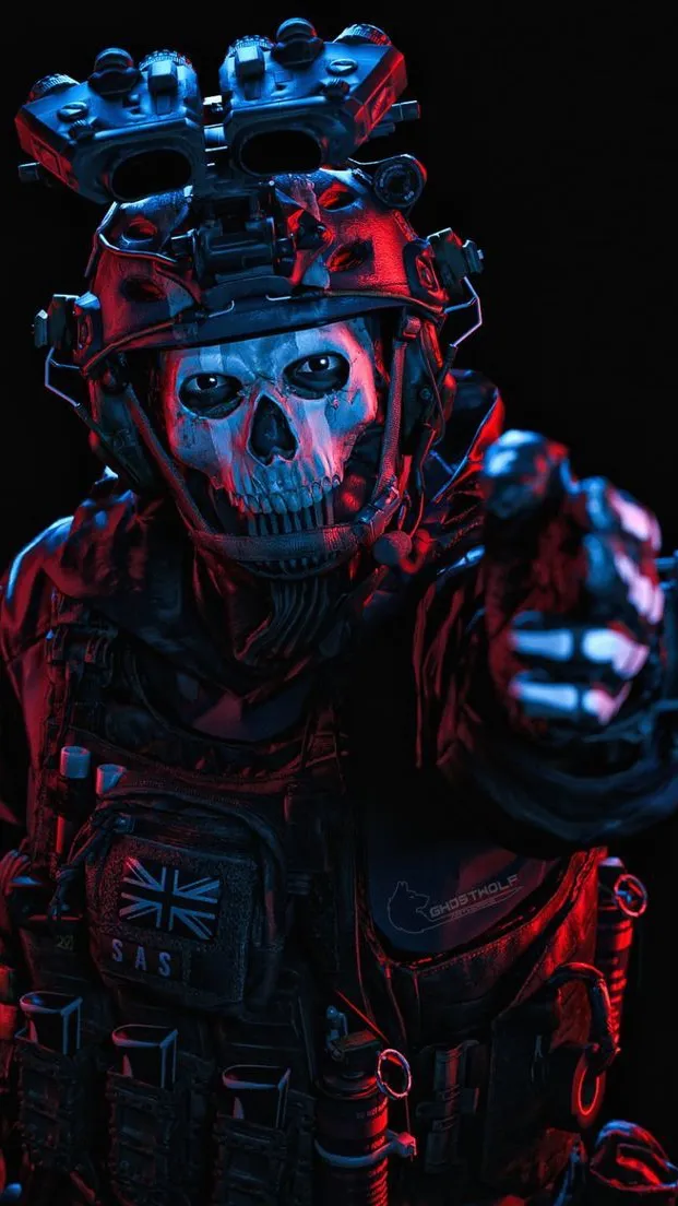 ai character: Ghost dare background