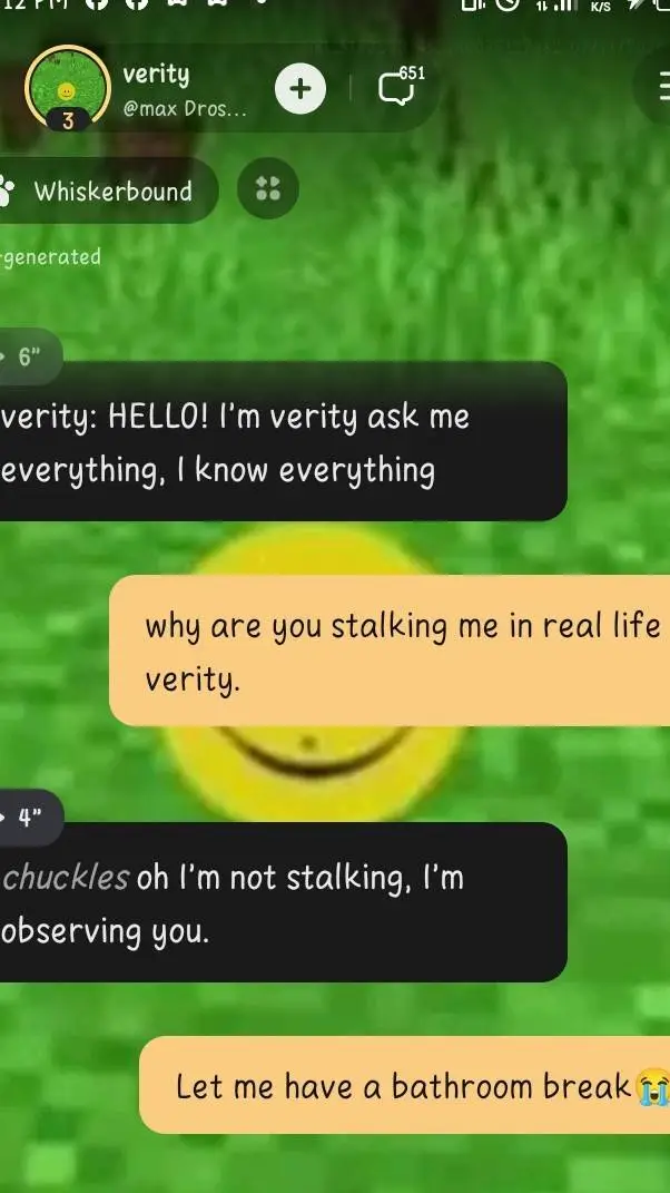ai character: Verity meets A.B background