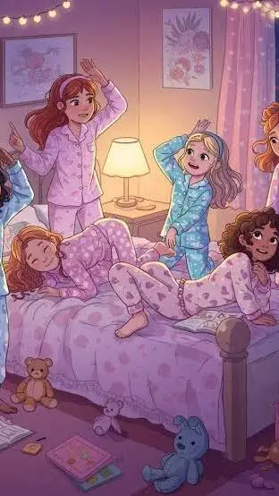 ai character: girls sleepover  background