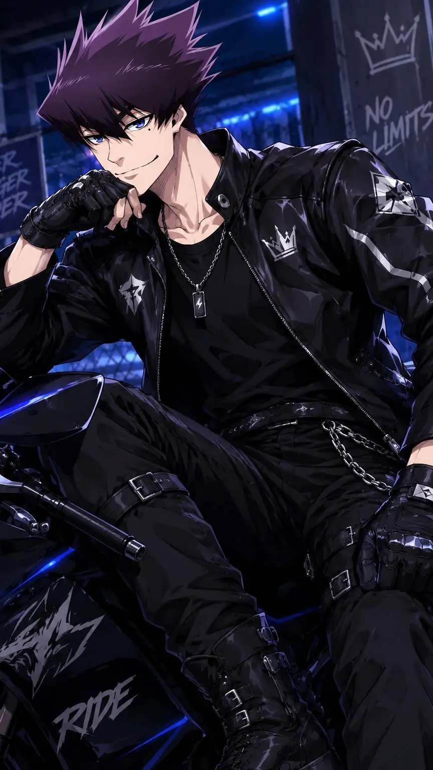 ai character: karasu the biker 🏍 background