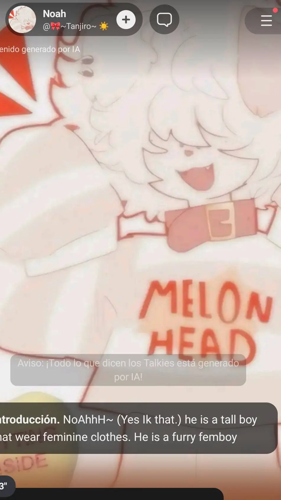 ai character: femboy furry  background