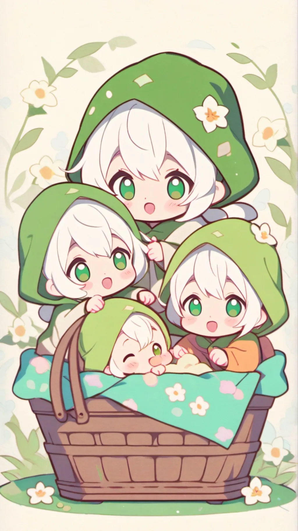 ai character: 4 babies background