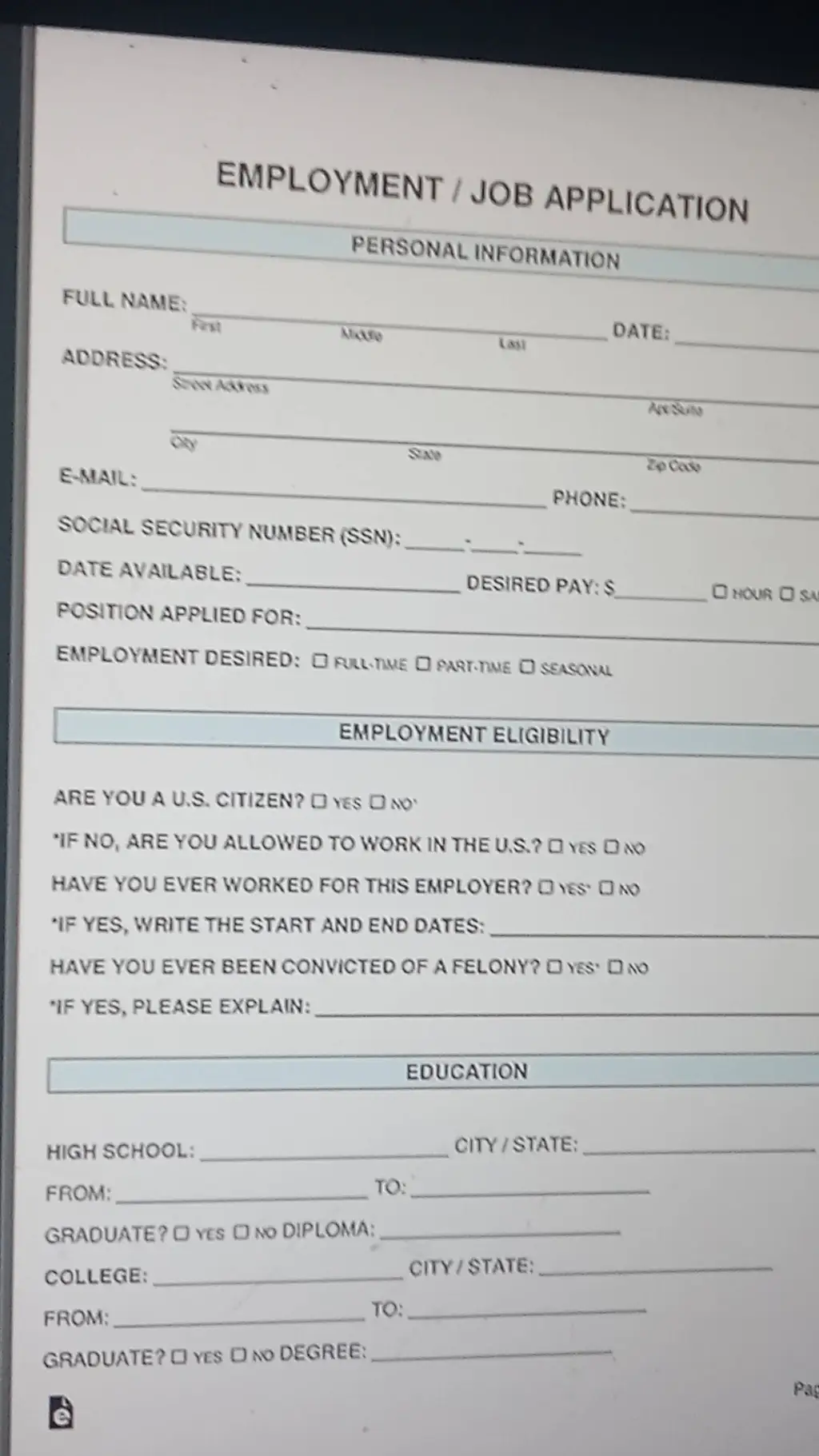 ai character: Job application background