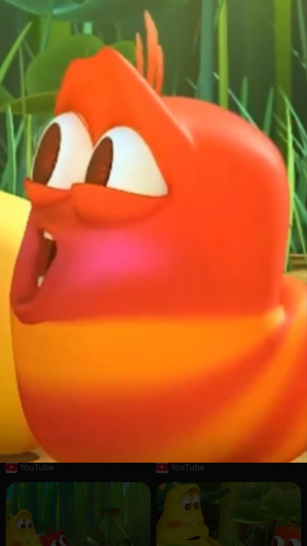 ai character: Baby red larva background