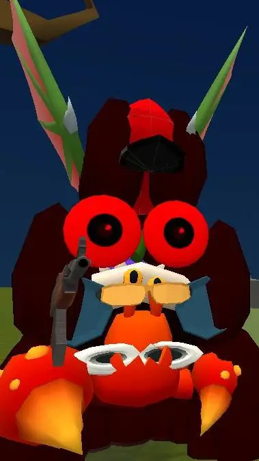 ai character: chicken gun  background