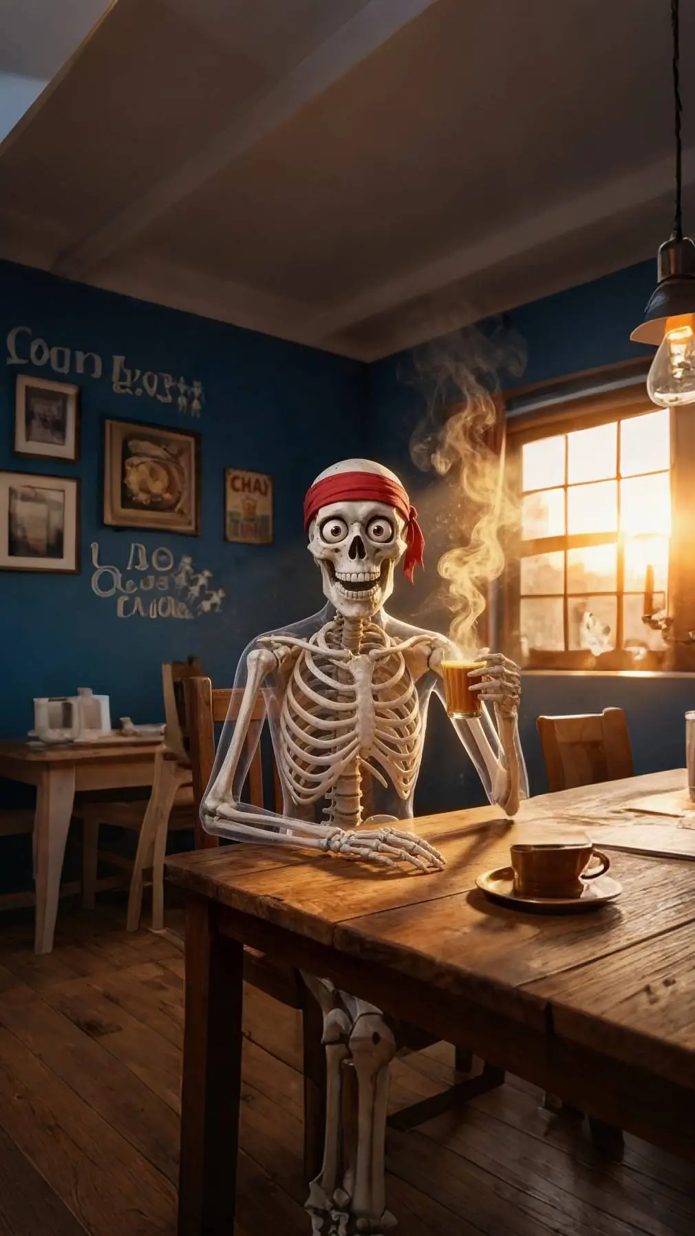 ai character: skeleton  background
