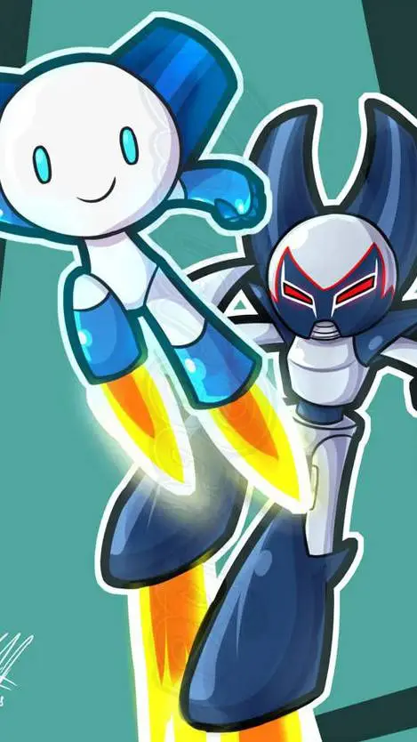 ai character: robot boy  background