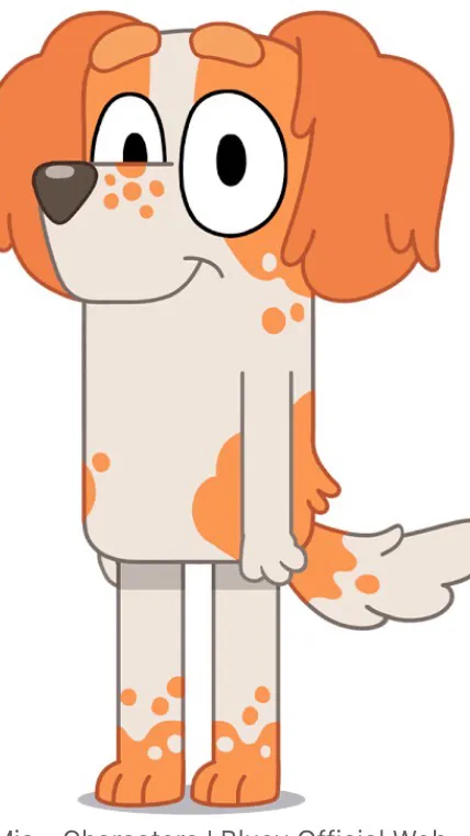 ai character: Mia from Bluey background