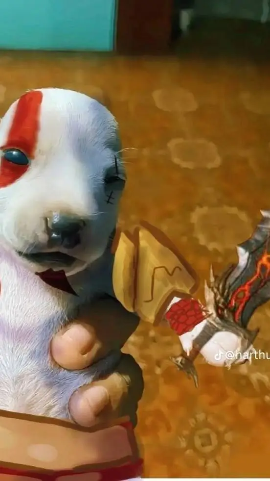 ai character: Perrito kratos  background