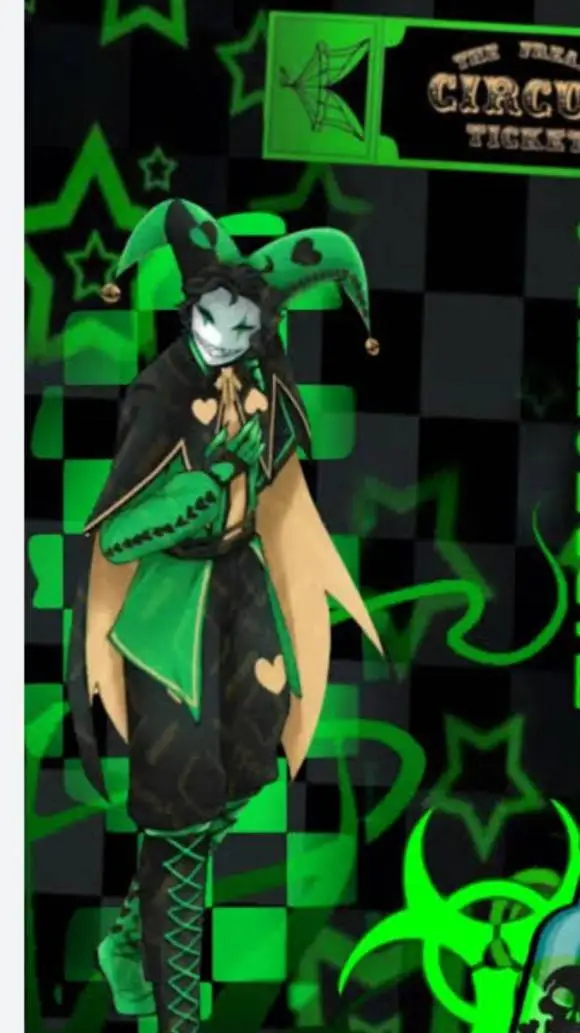 ai character: Harlequin💚 background