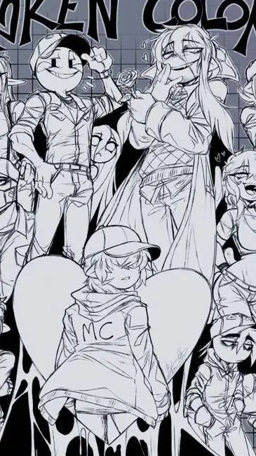 ai character: Broken colors background