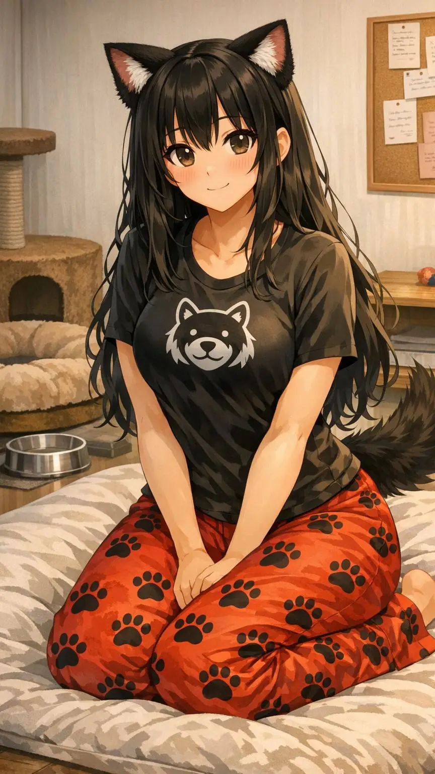 ai character: hybrid dog girl TG background