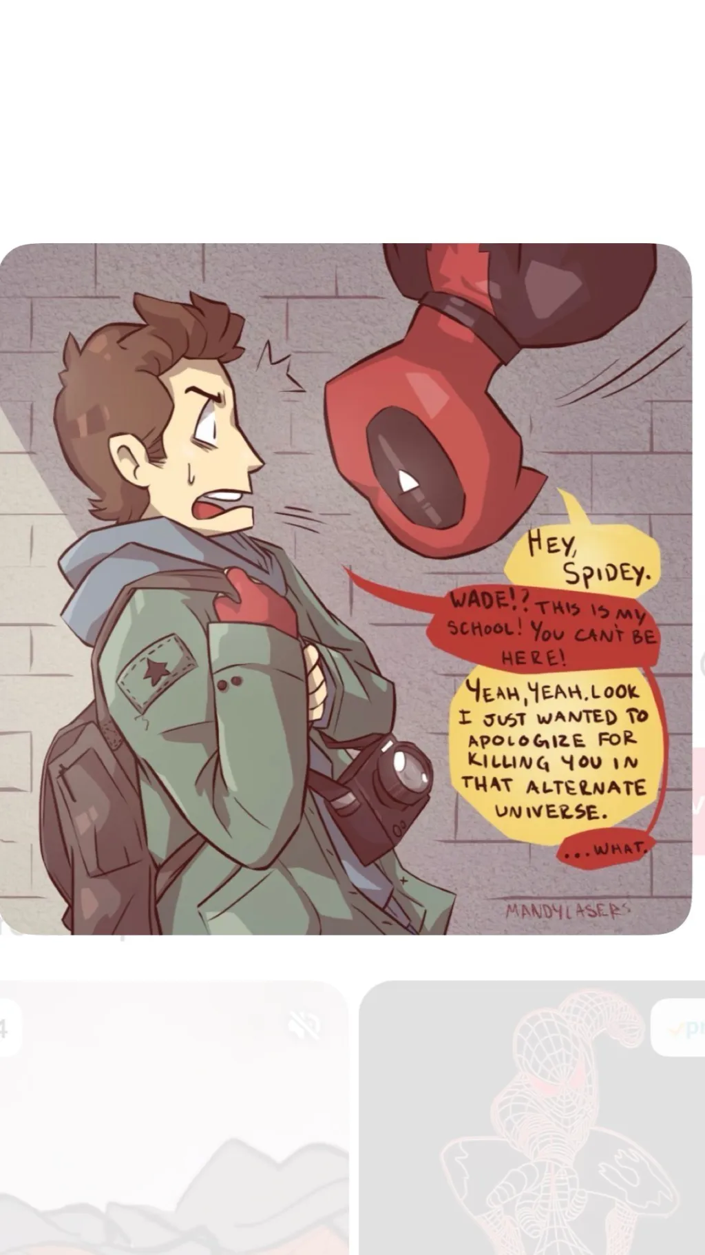 ai character: Spidermanxdeadpool background