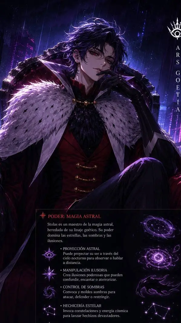 ai character: Stolas Goetia  background