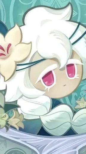 ai character: white lily cookie background