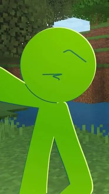 ai character: green Alan becker  background
