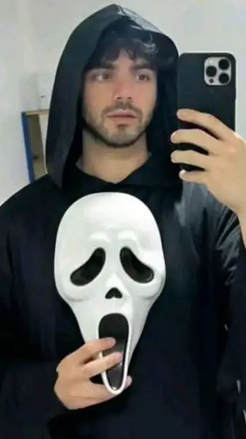 ai character: ghost face fede background