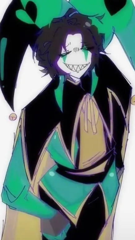 ai character: Harlequin 💚 background
