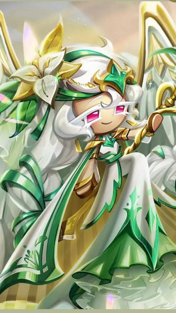 ai character: white lily cookie  background